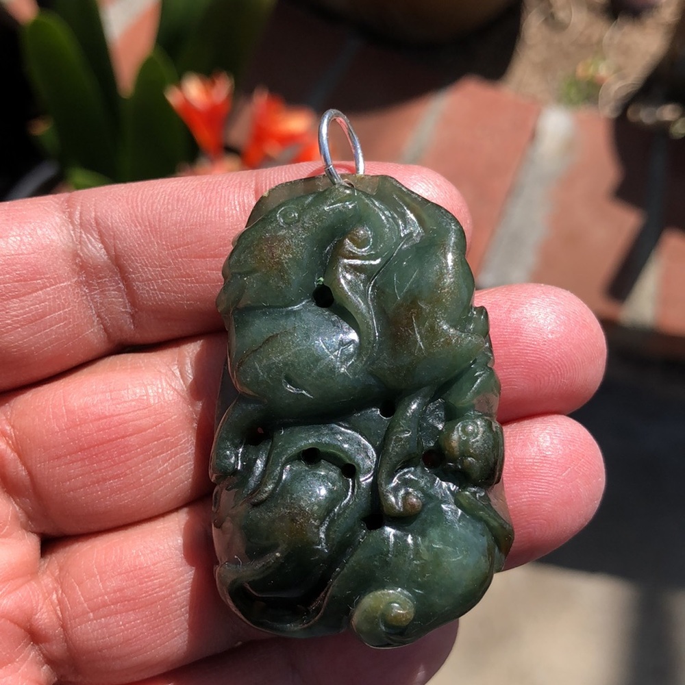 Vintage Genuine Jade Heavy Pendant 42.5 gr.